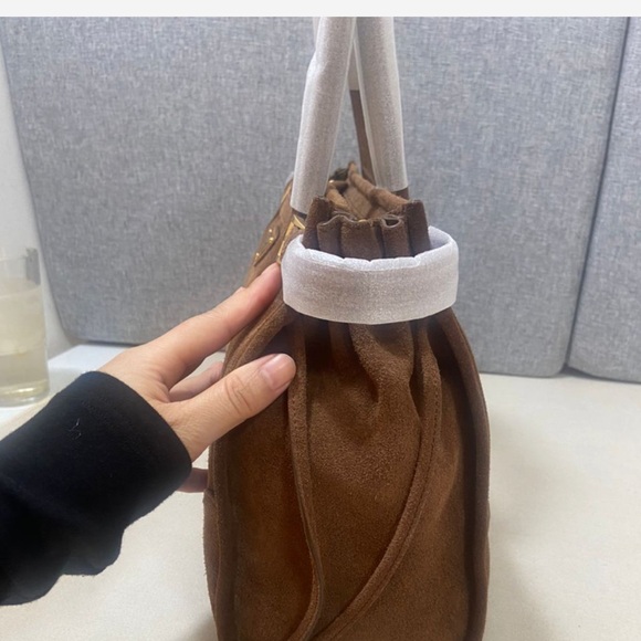 Brown Prada Suede Designer Handbag - Picture 3 of 7